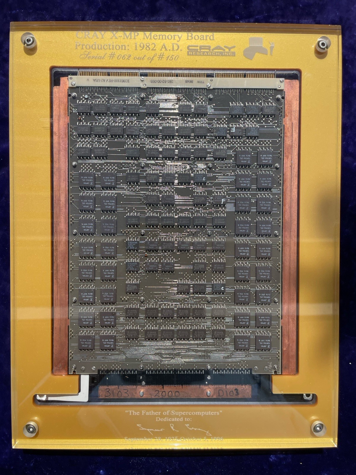 Cray X-MP E.L.C. SuperComputer Memory Module. Circa 1984.  Double Sided Board.